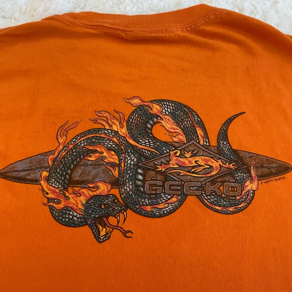 Gecko Orange Short Sleeve Tee with Snake Graphic